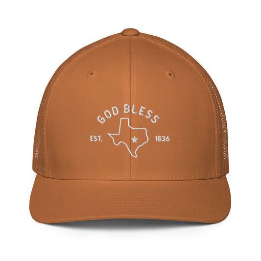 God Bless Texas - Closed-back trucker cap