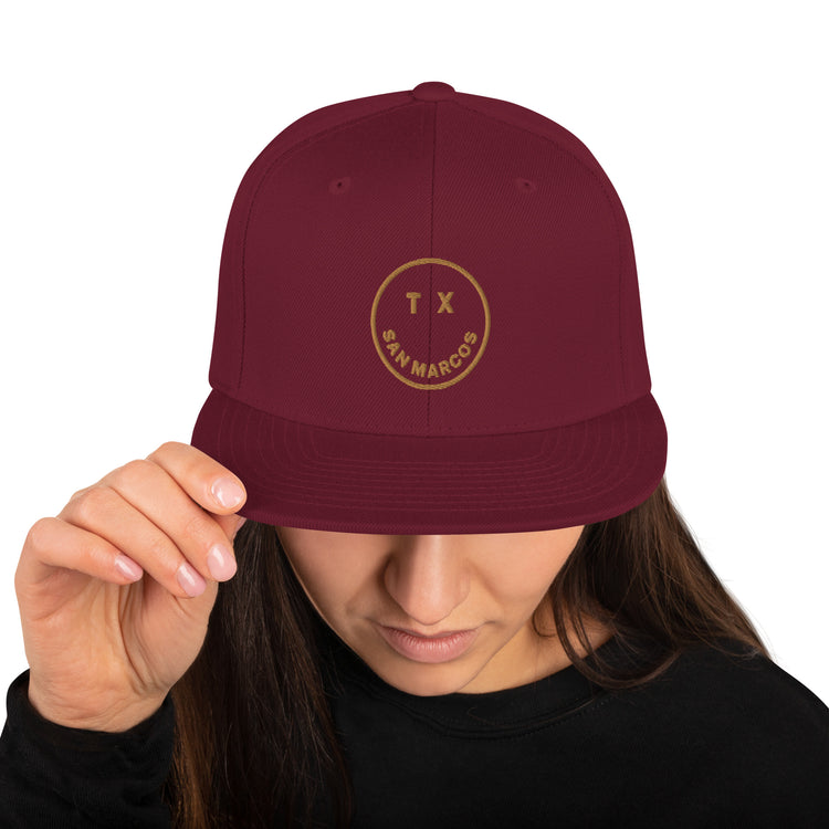 Smile San Marcos TX, Snapback Hat, front view
