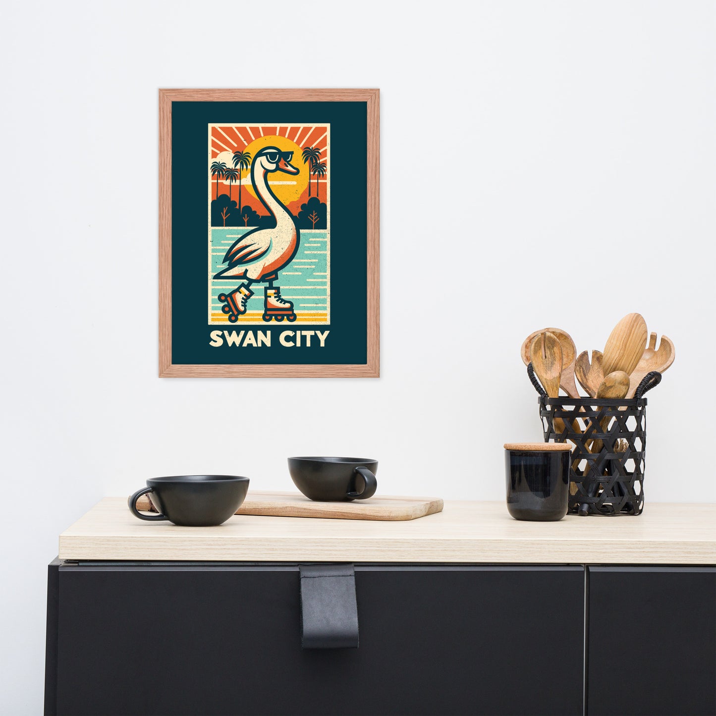 Swan City - Framed poster