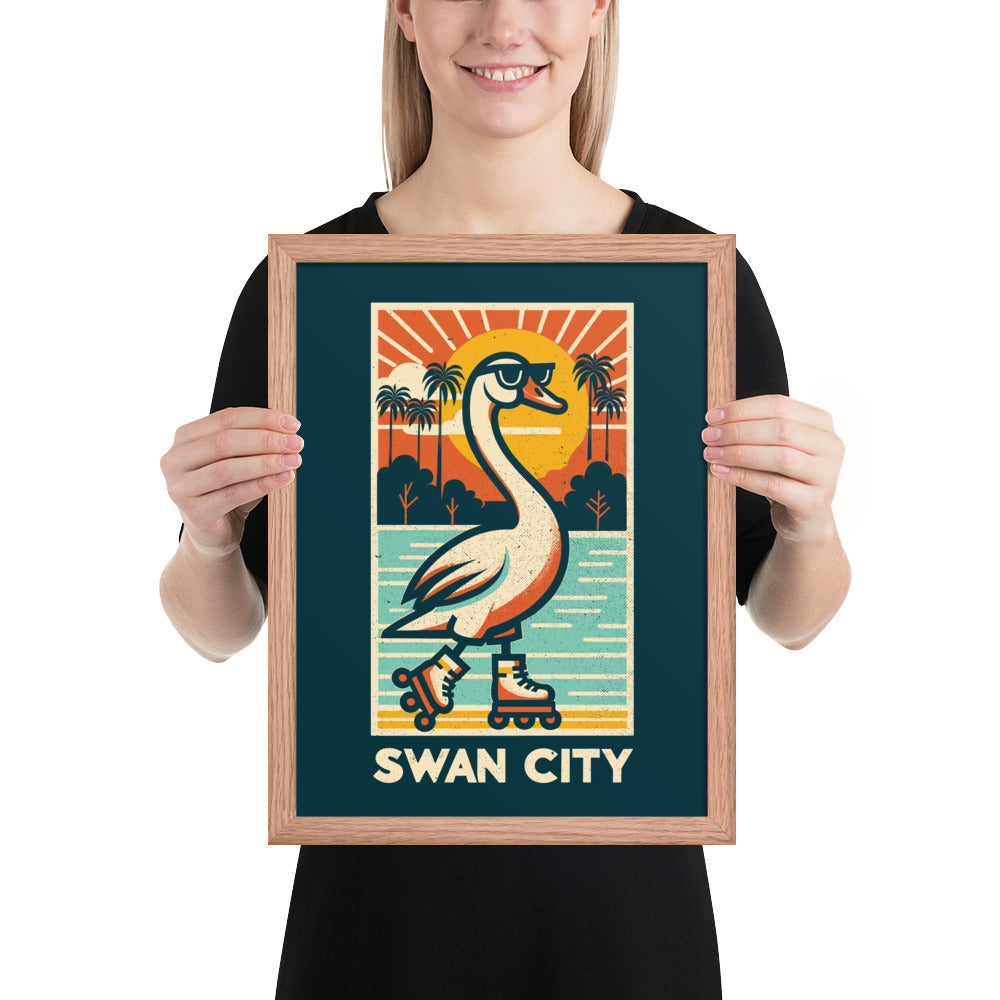 Swan City - Framed poster