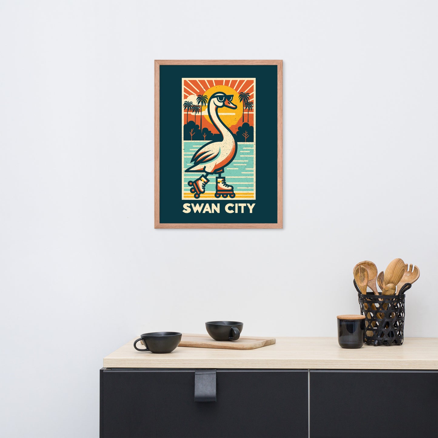 Swan City - Framed poster