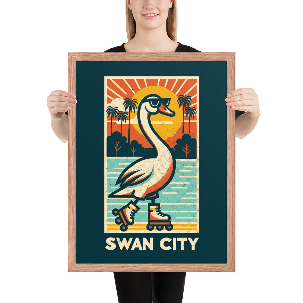 Swan City - Framed poster