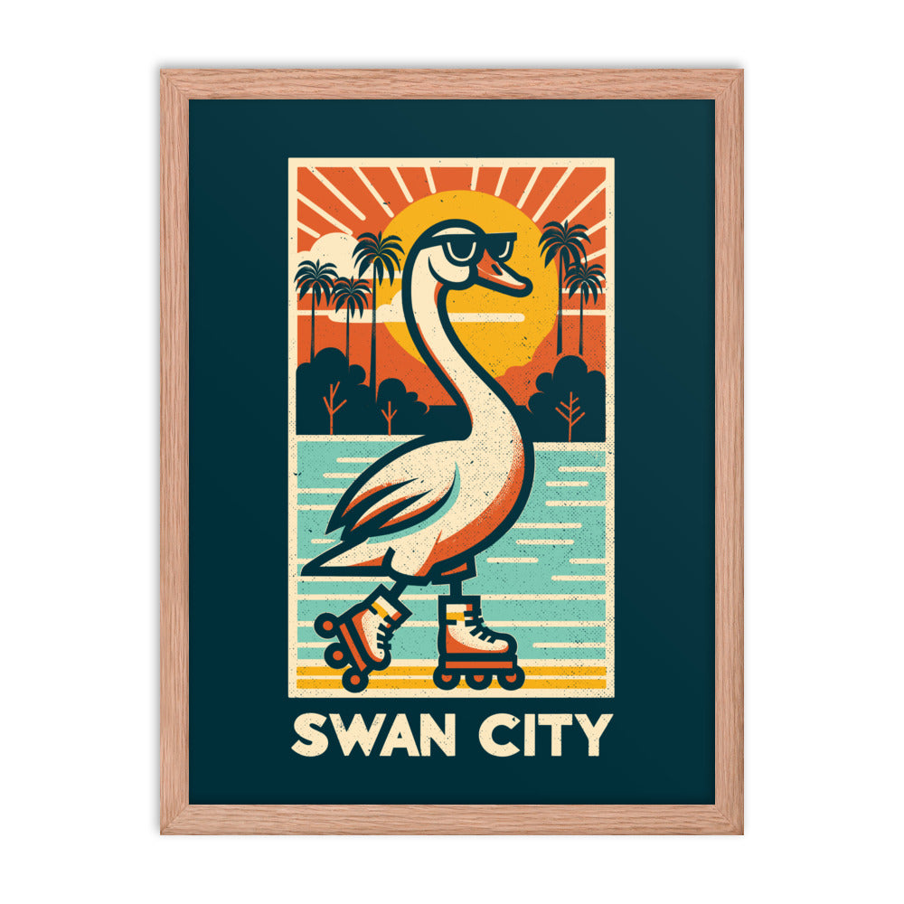 Swan City - Framed poster