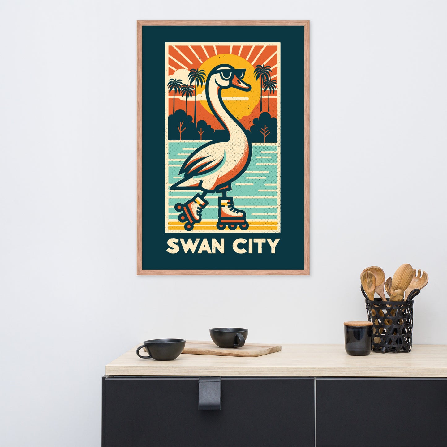 Swan City - Framed poster