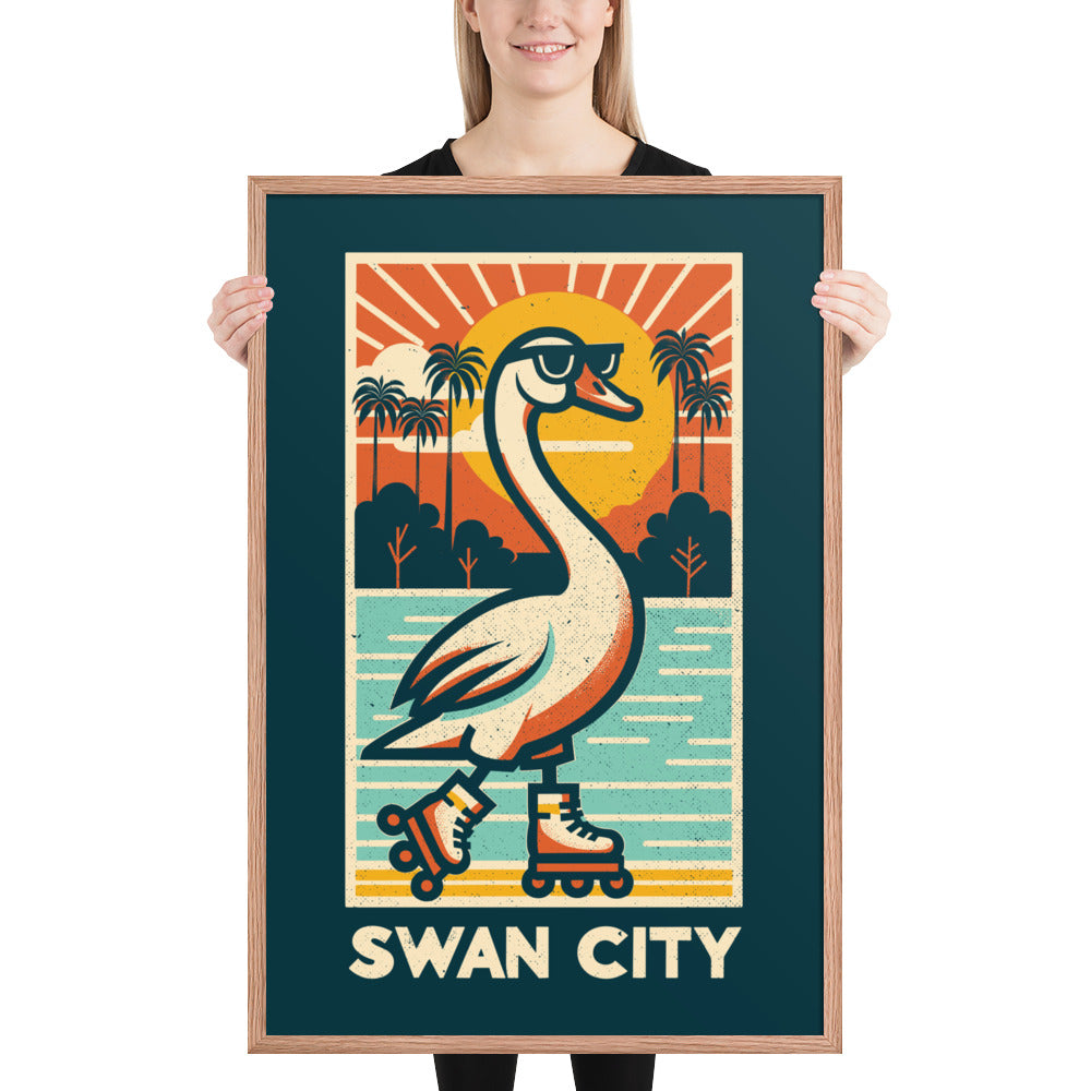 Swan City - Framed poster