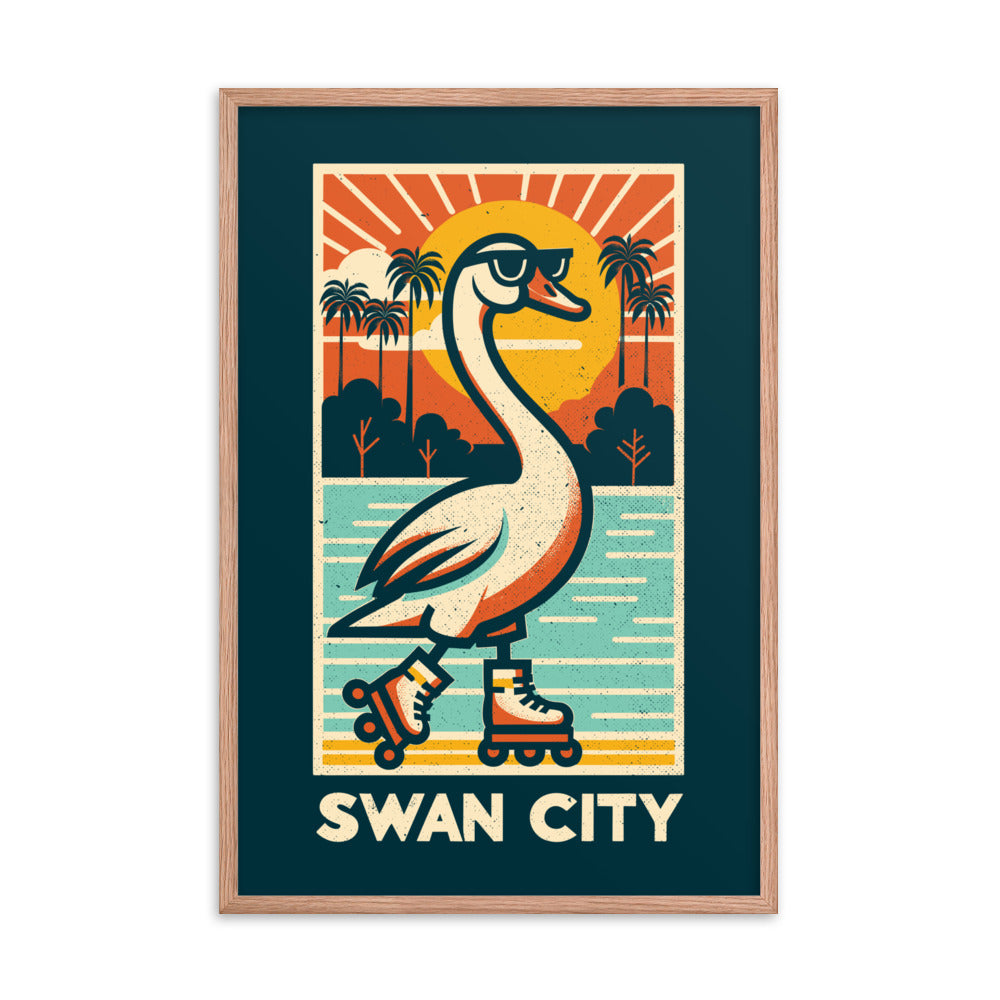 Swan City - Framed poster