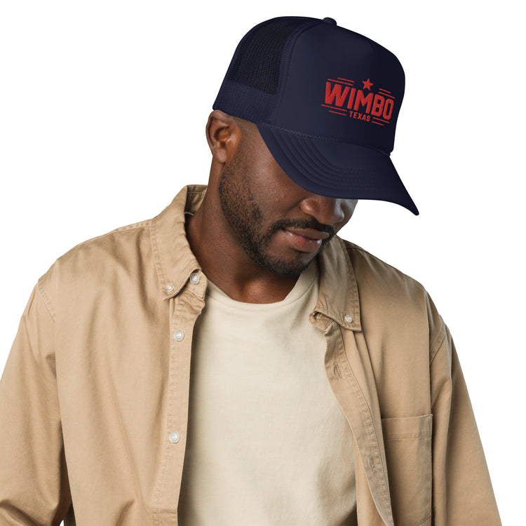 WIMBO Foam trucker hat, angled view