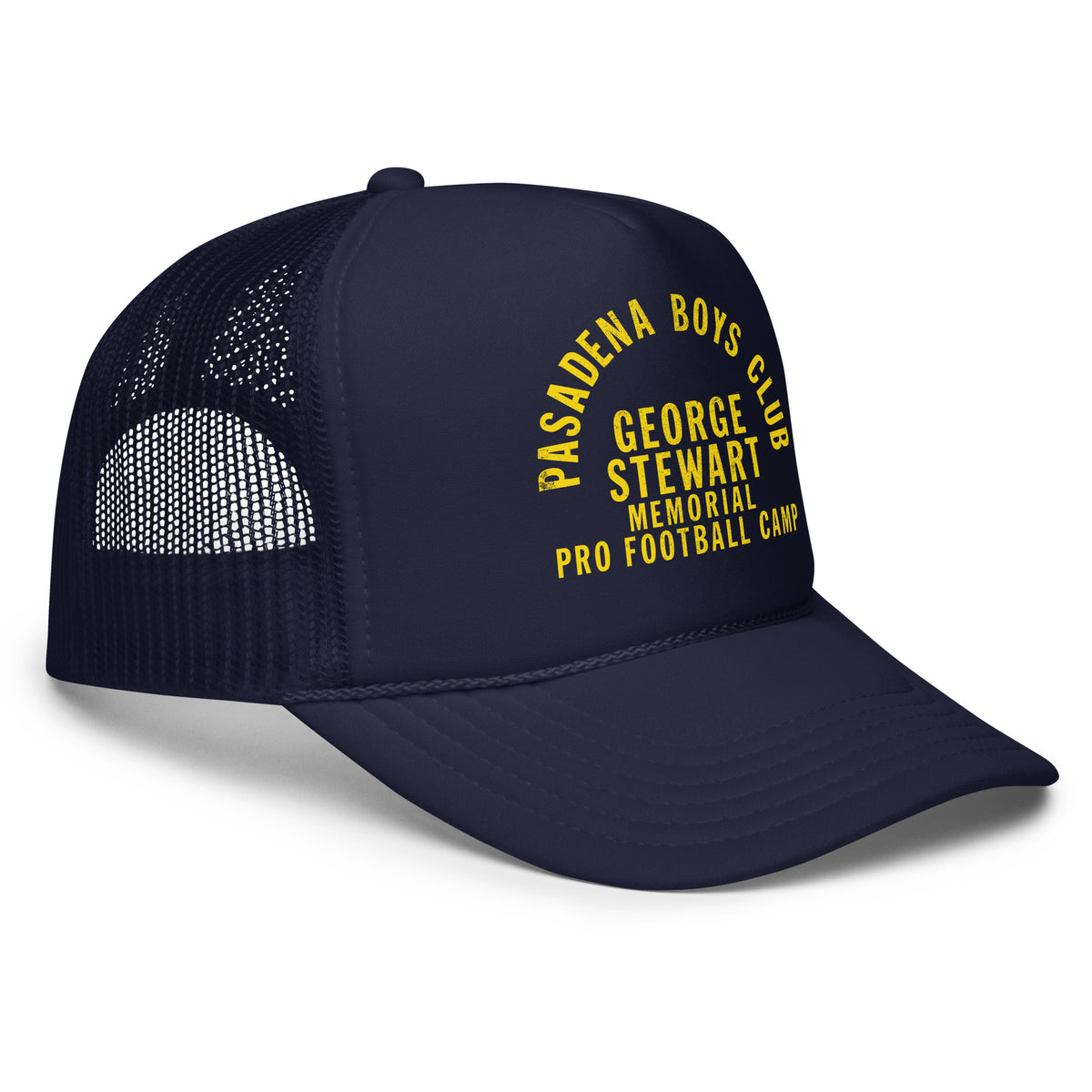 Pasadena Boys Club trucker hat, angled front view