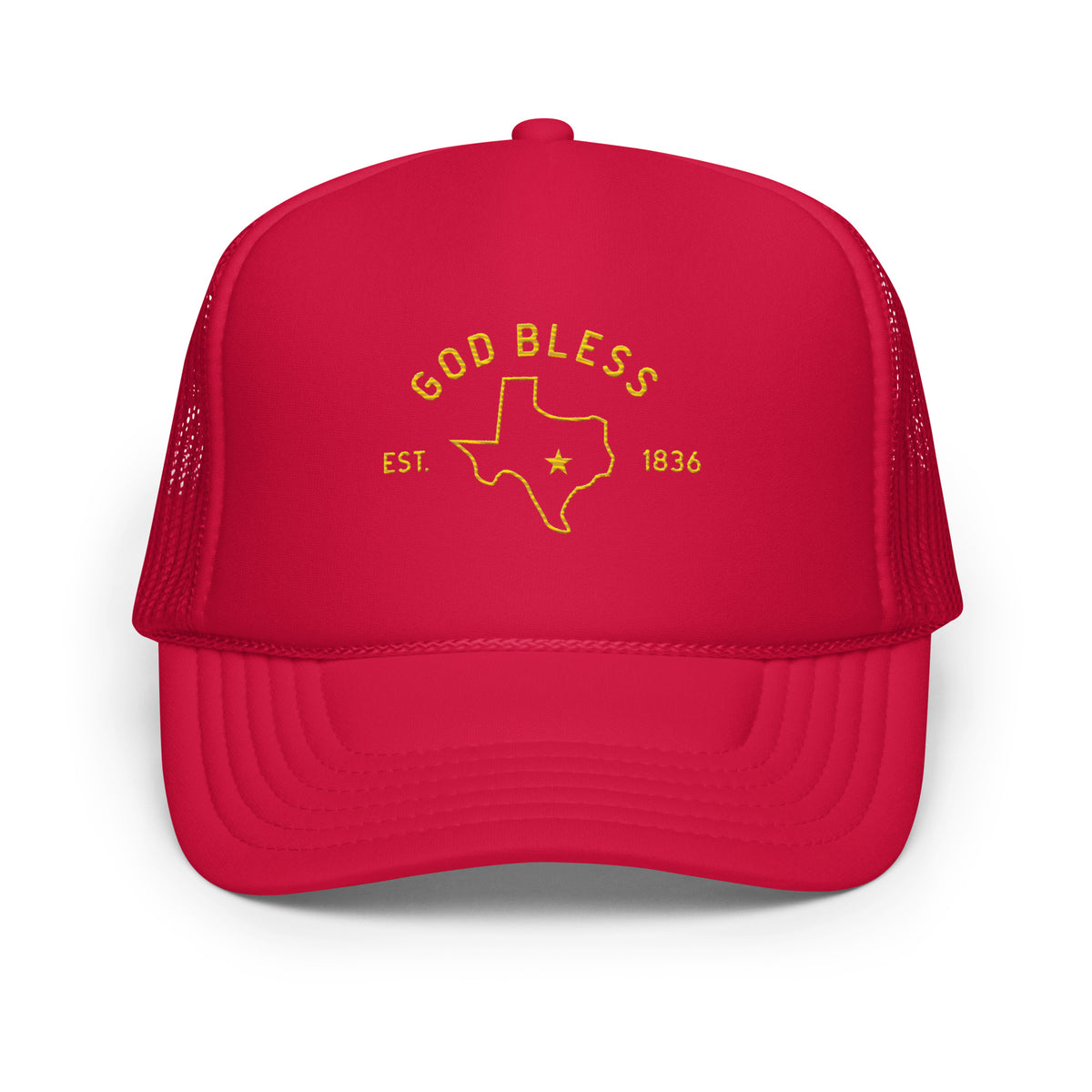God Bless Texas, Foam trucker hat, front view
