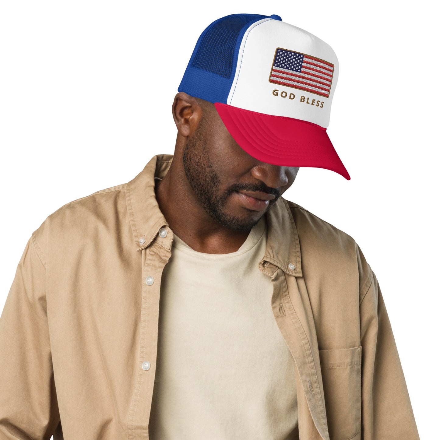 GOD BLESS USA Foam trucker hat