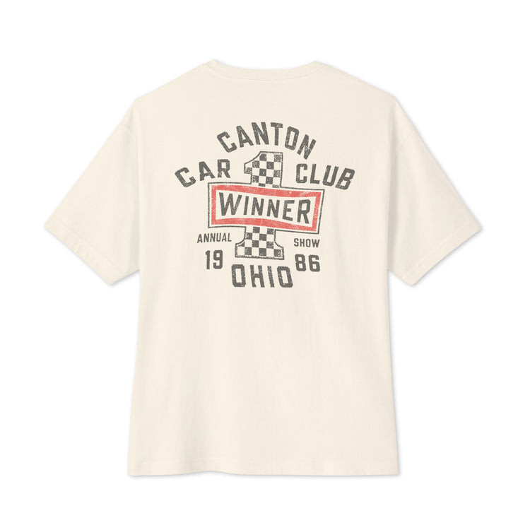 Canton Car Club boxy tee, Natural, back view