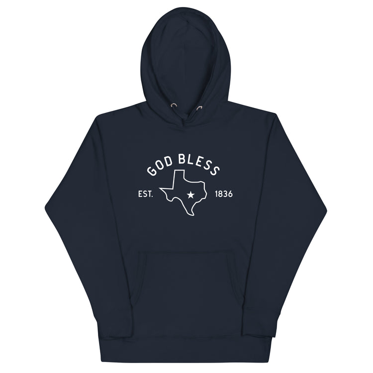 God Bless Texas, Unisex Hoodie, front view