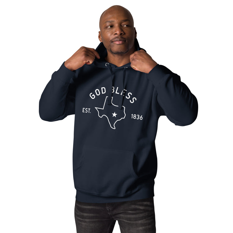 God Bless Texas, Unisex Hoodie, front view
