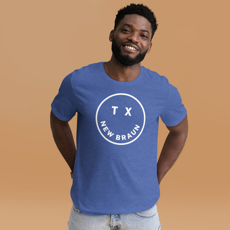 New Braunfels TX Smile, Unisex t-shirt, front view